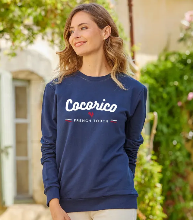 Cocorico French Touch sweat femme marine coton