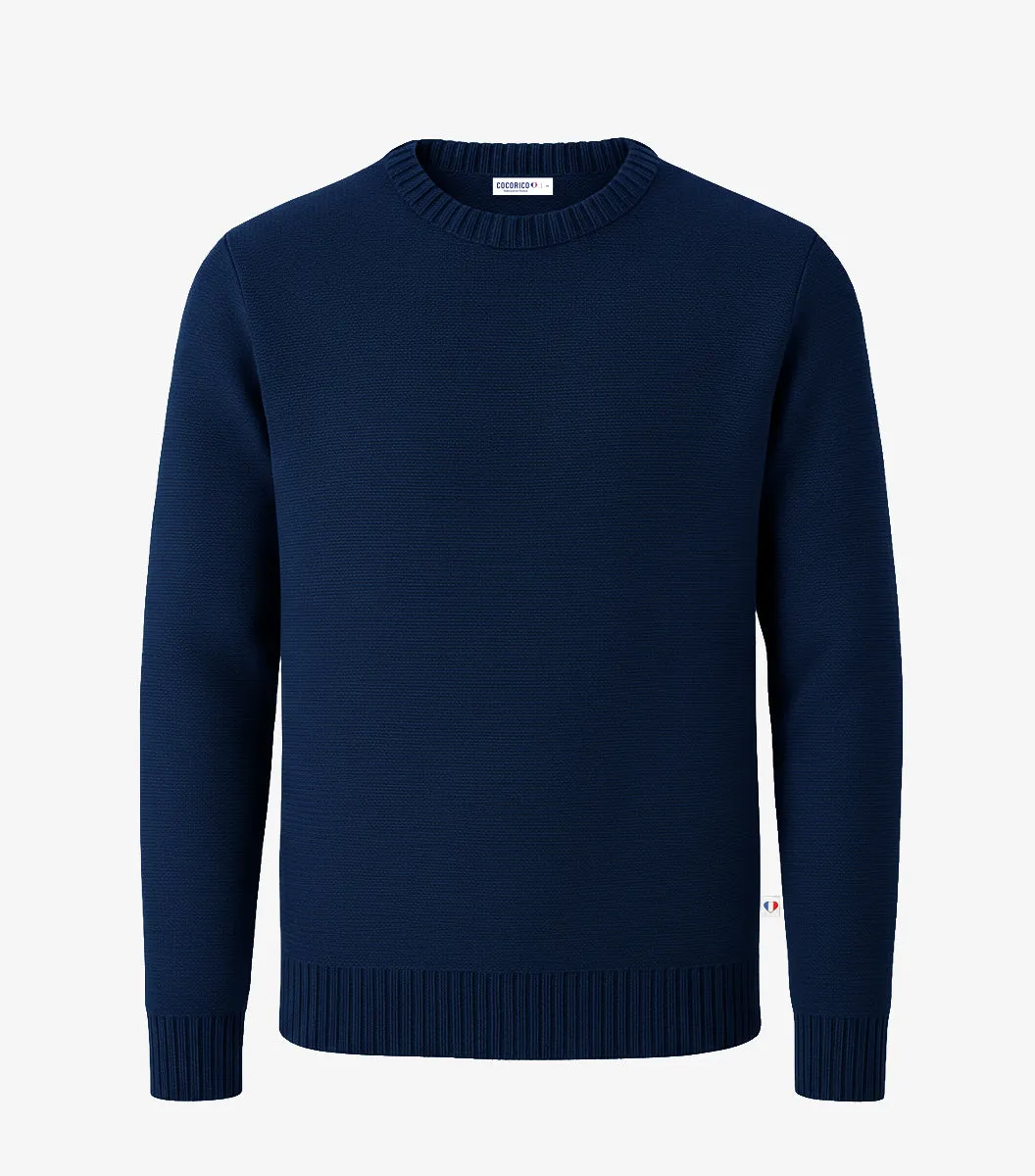 Cocorico pull homme marine laine mérinos chaud