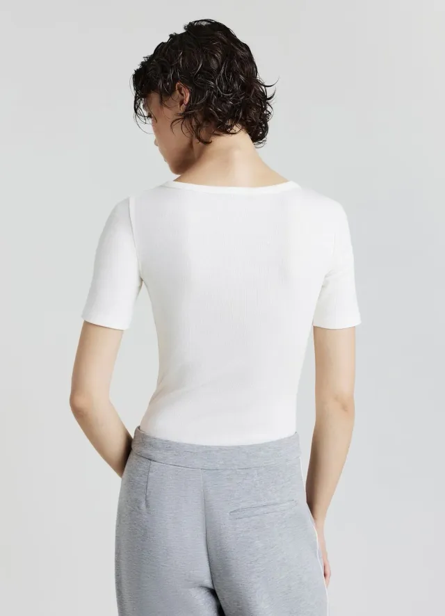 Calliope body col V femme boutons manches courtes