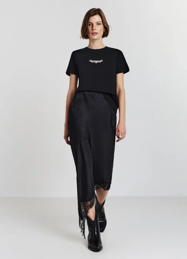 Calliope t-shirt strass col rond femme coton