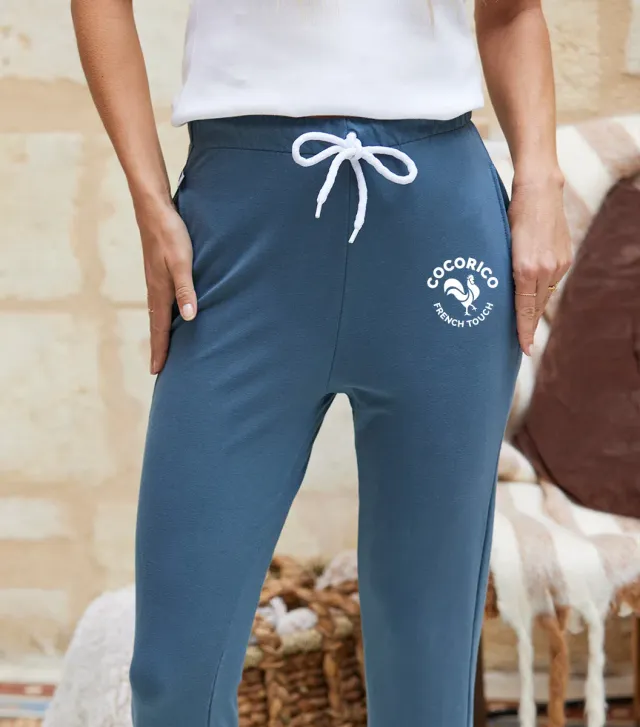 Cocorico Azur Coq Français jogging femme bleu coton
