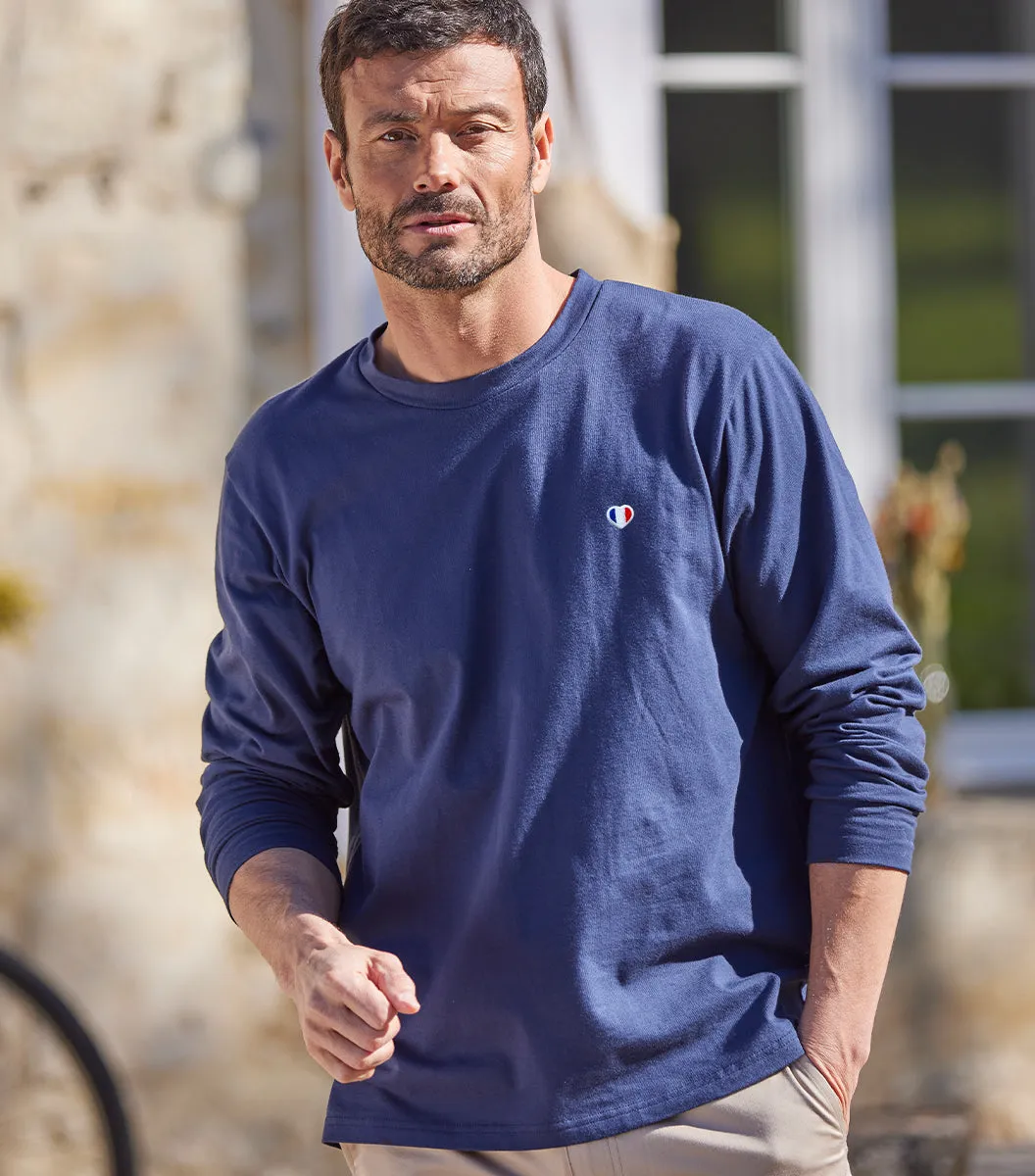 Cocorico Iconique T-shirt Manches Longues Homme Marine coton