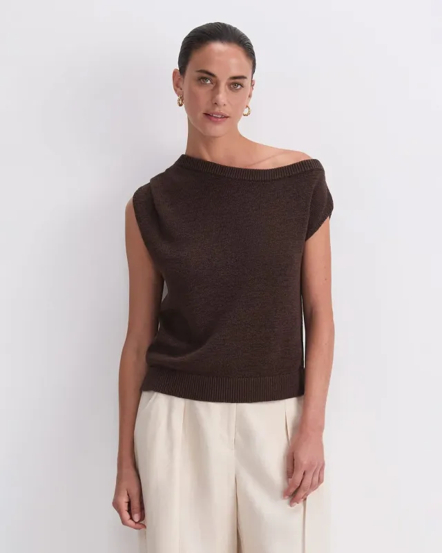Sportscraft Josie Asymmetric Knit pull col ouvert coton