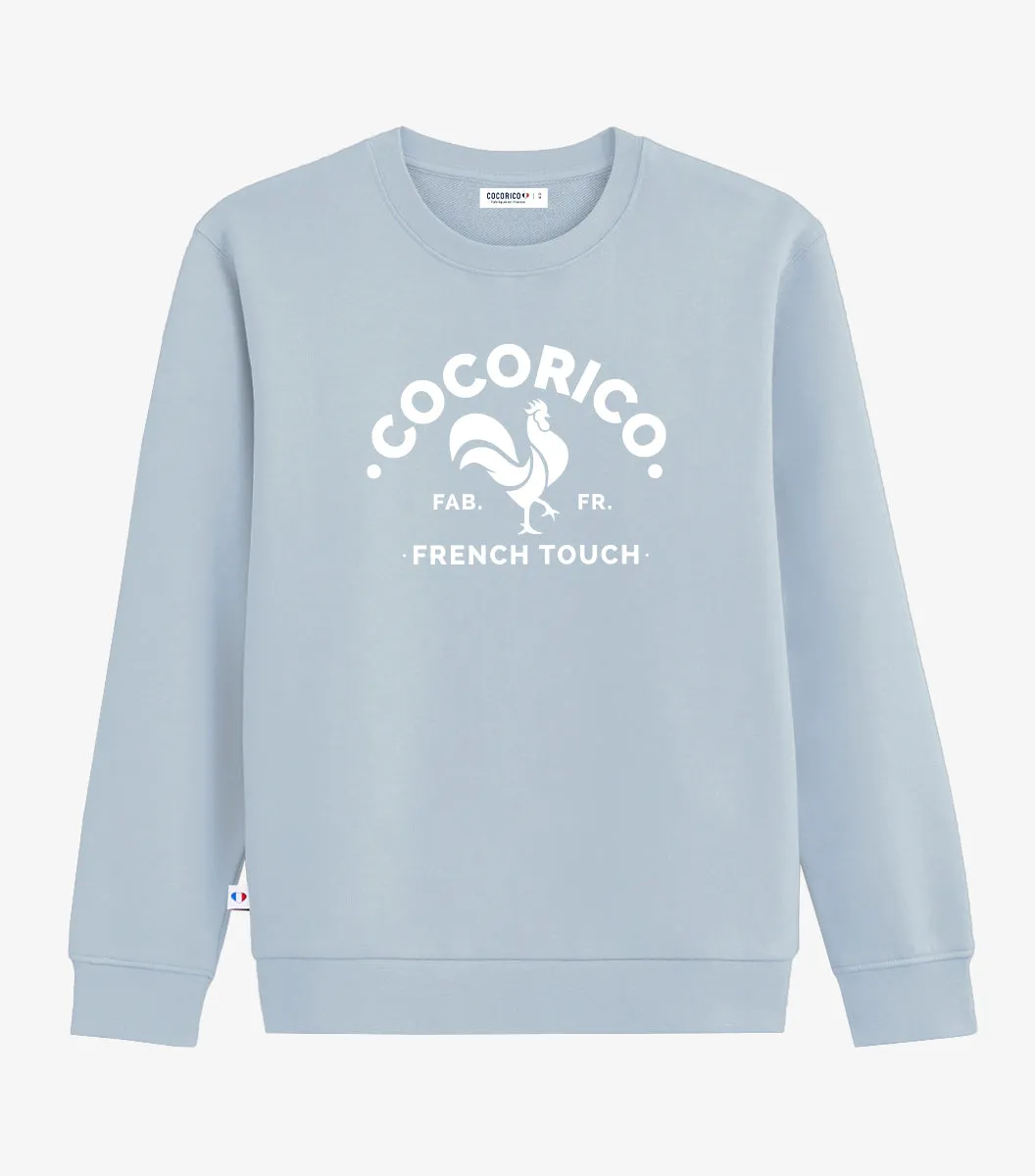 Cocorico Ciel sweat homme bleu ciel coton