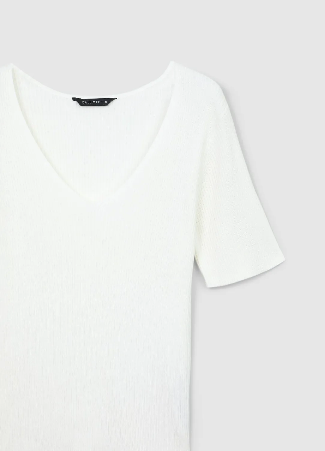 Calliope t-shirt col V côtelé femme manches courtes