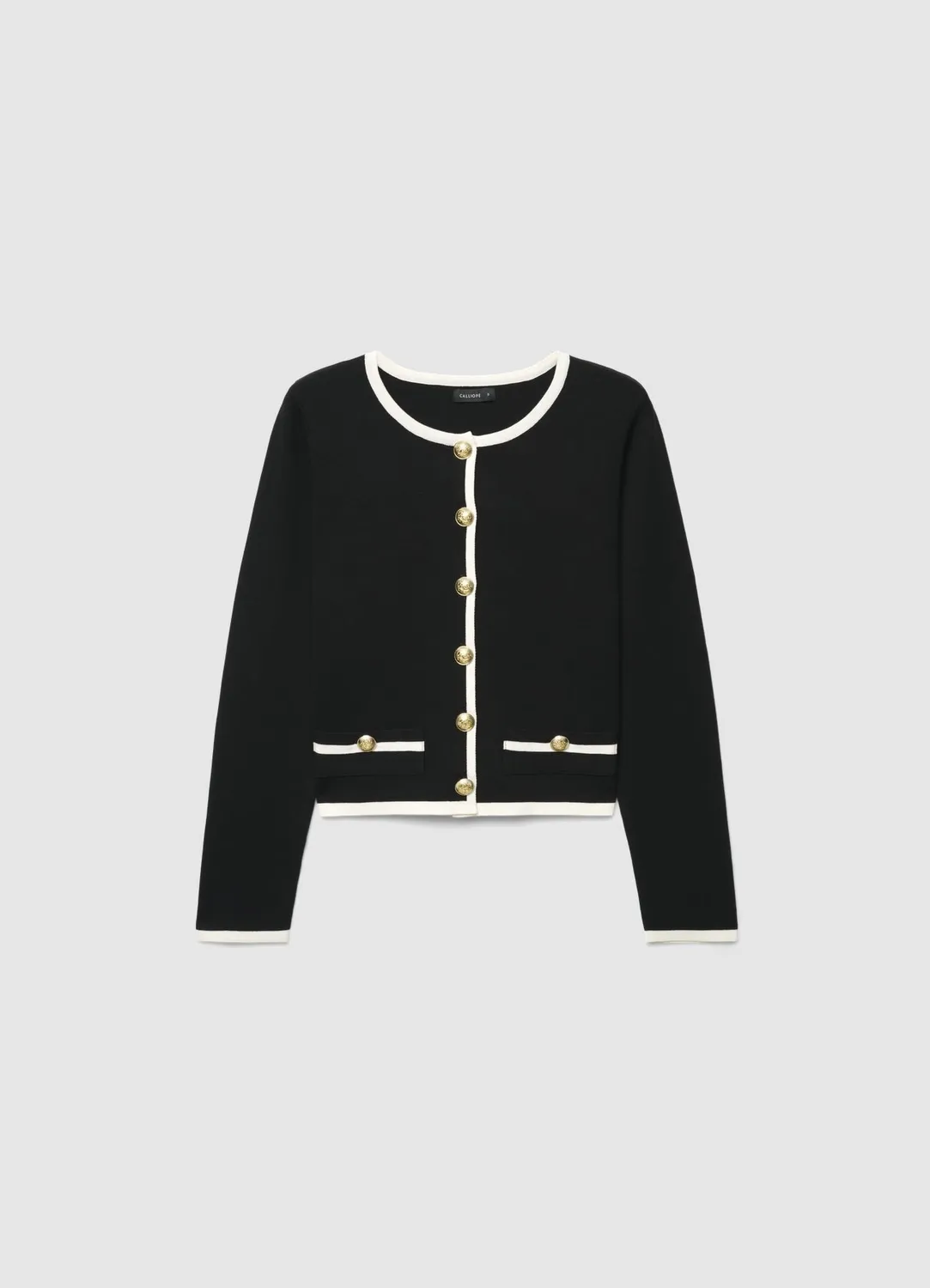 Calliope Cardigan col rond boutons bijou gilet femme poches