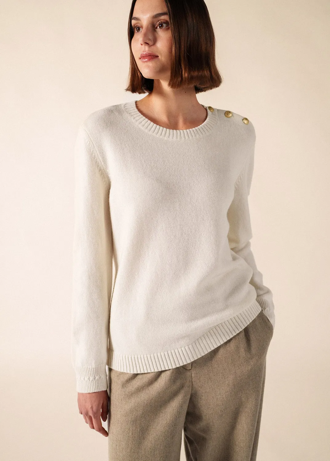 Saint James Talmine pull blanc d'hiver laine