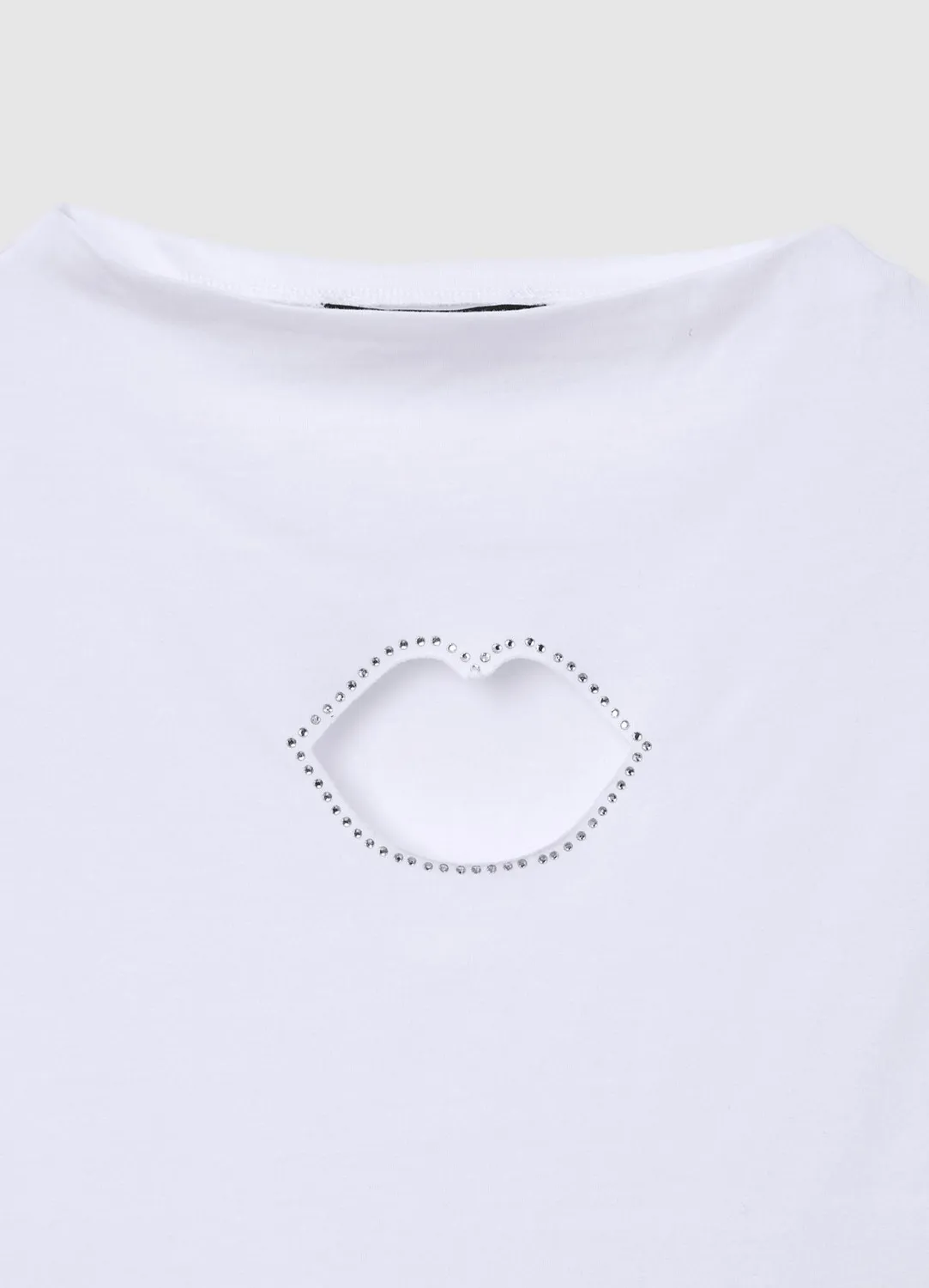 Calliope cut out t-shirt femme bouche strass