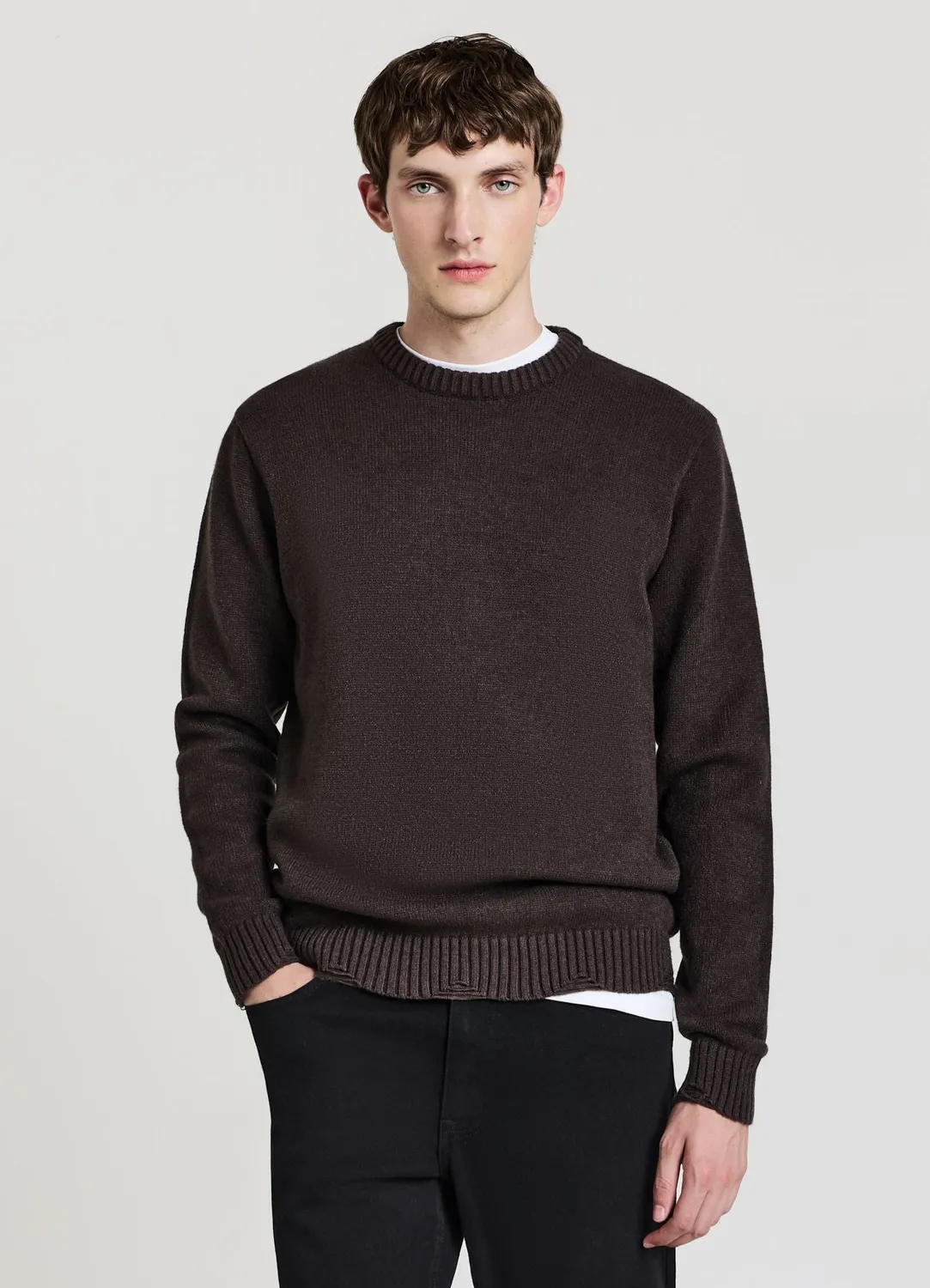 Calliope pull homme col rond déchiré manches longues