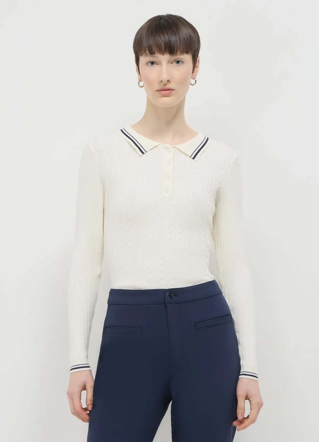 Calliope à tresses polo pull femme manches longues