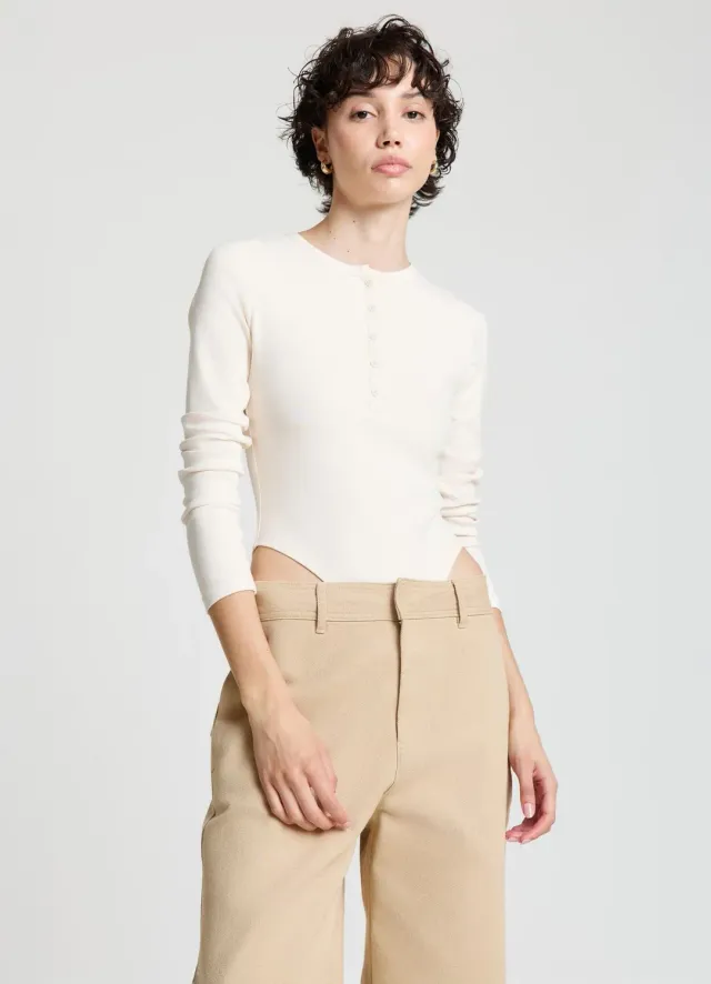 Calliope Body manches longues body femme uni col rond