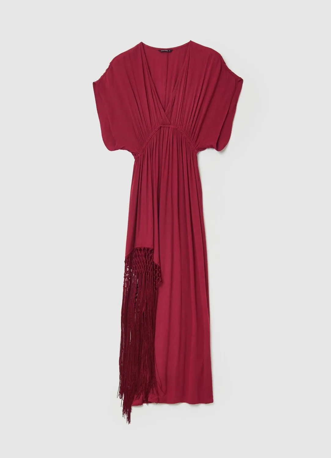 Calliope robe longue portefeuille femme à franges