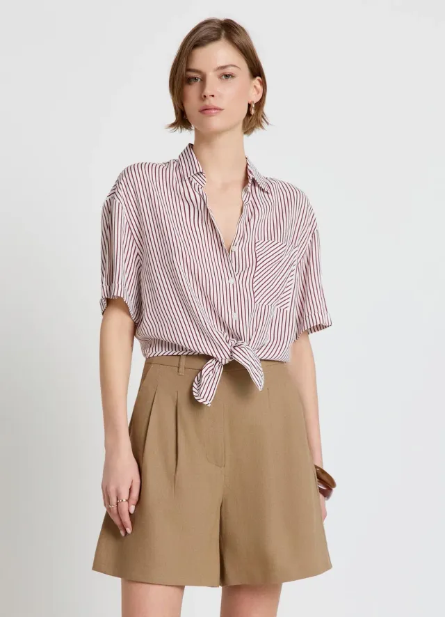 Calliope bermuda lin femme taille haute