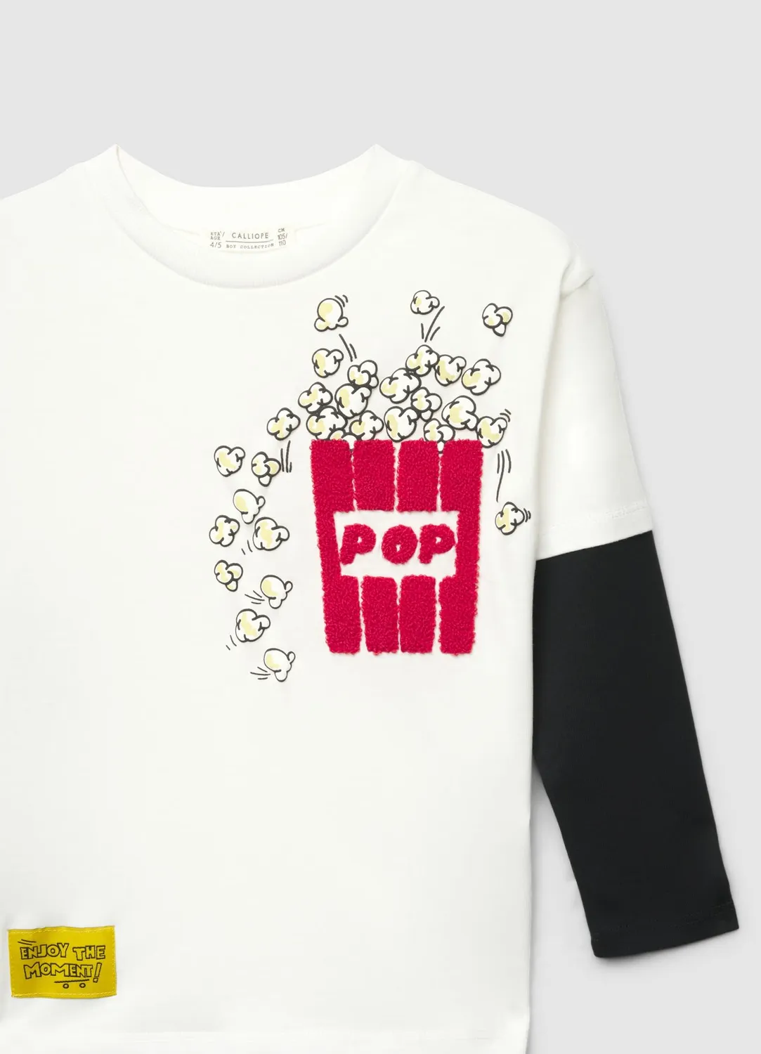 Calliope t-shirt garçon manches longues imprimé popcorn