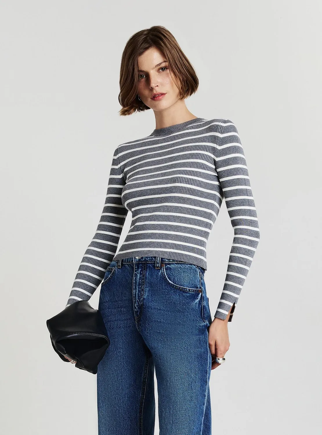 Calliope Pull rayé femme col rond manches longues