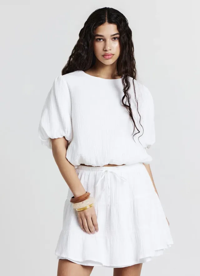 Calliope jupe courte volants femme coton uni