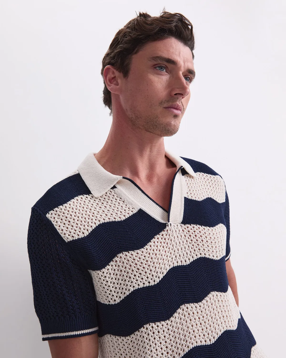 Sportscraft Wave Stripe Knit polo maille coton