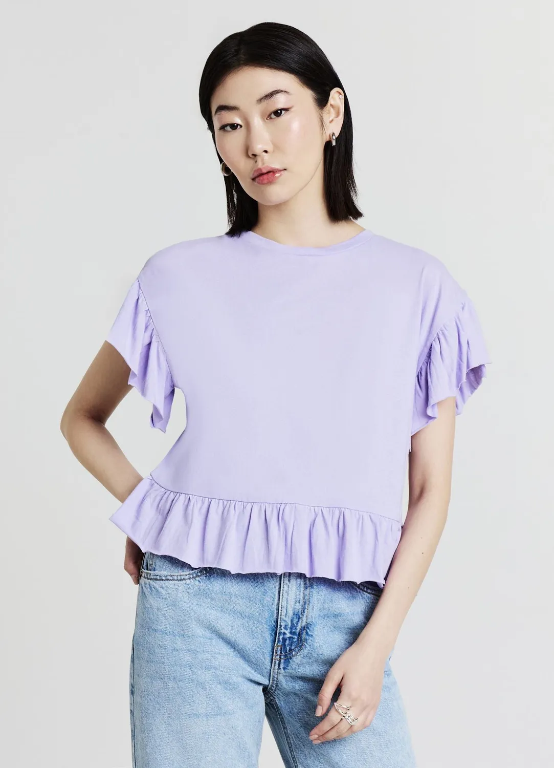 Calliope T-shirt volants femme coton manches courtes