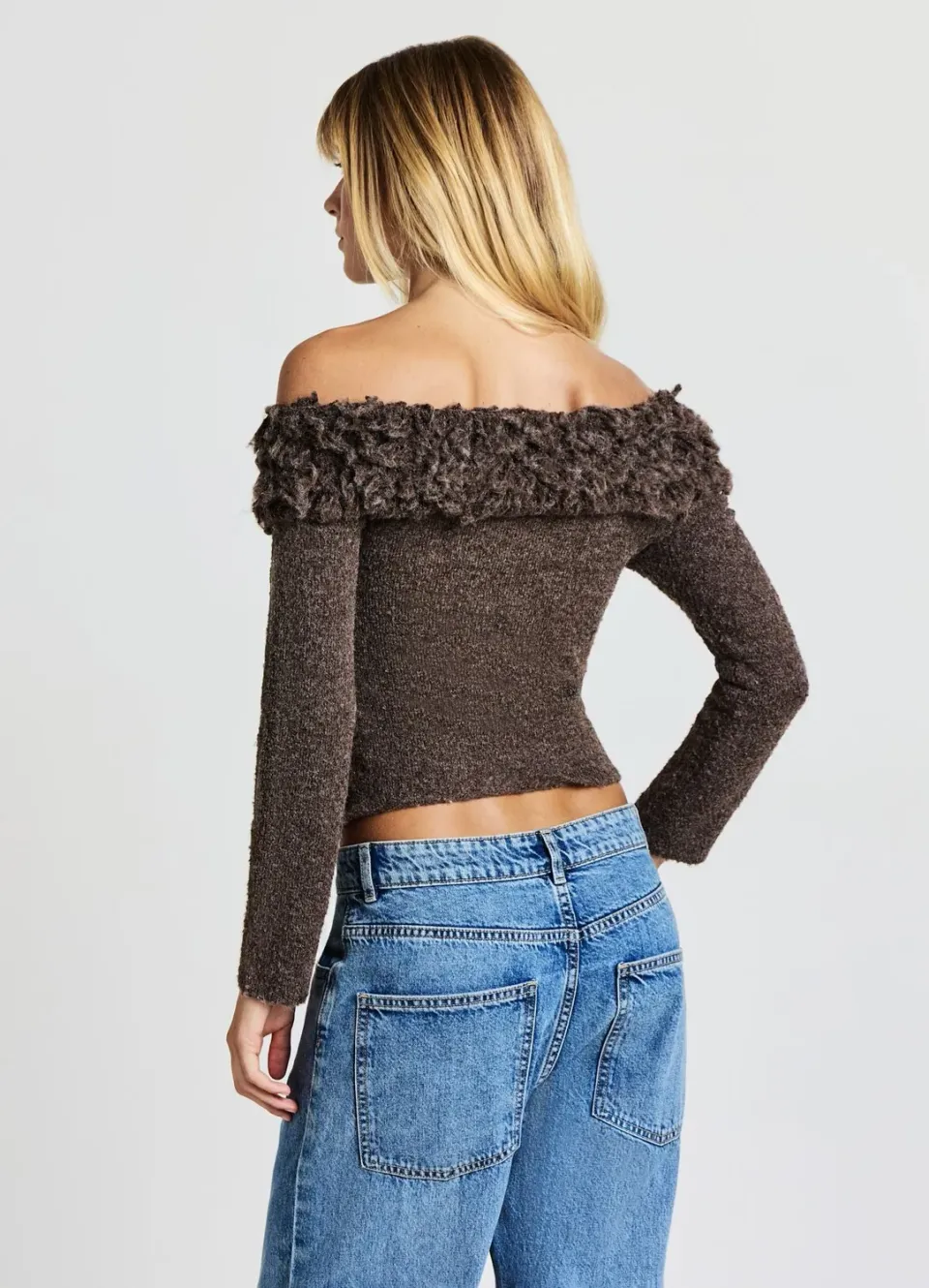 Calliope pull à franges femme manches longues col large