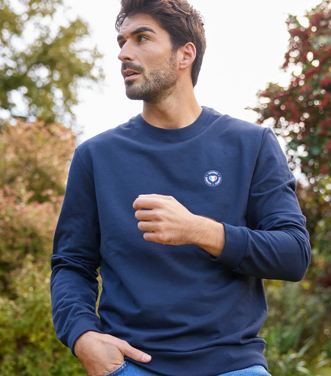 Cocorico Blason sweat homme marine coton