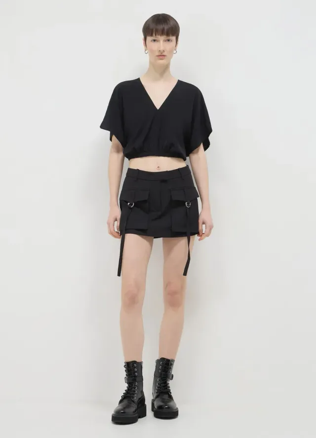 Calliope blouse femme col V manches courtes unie