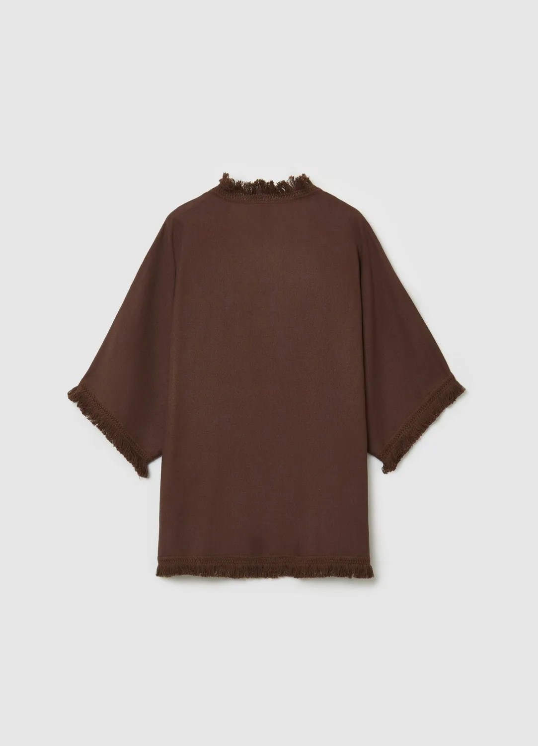 Calliope Kimono frange misto lino femme TU uni