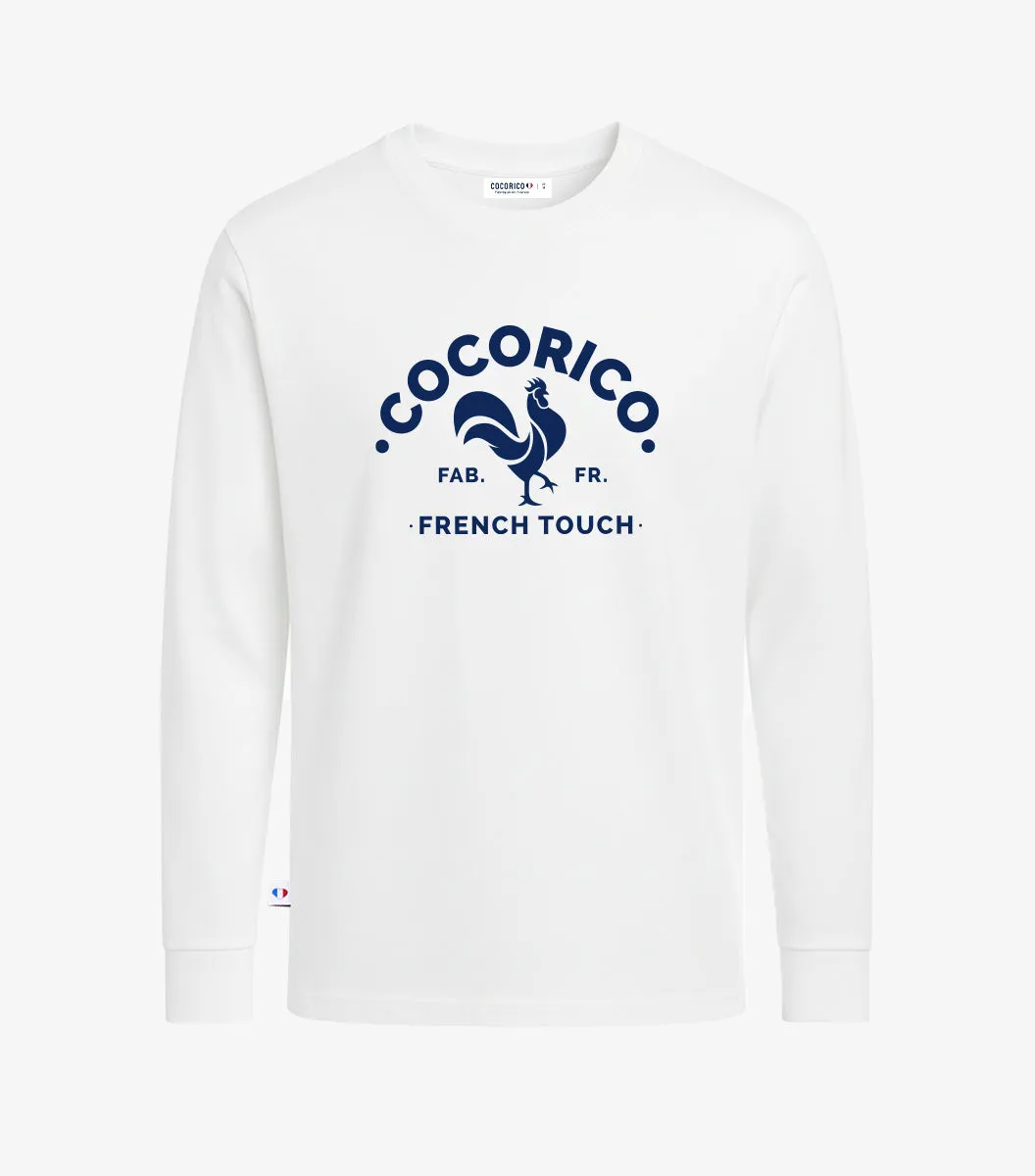 Cocorico Coq Français t-shirt manches longues blanc coton