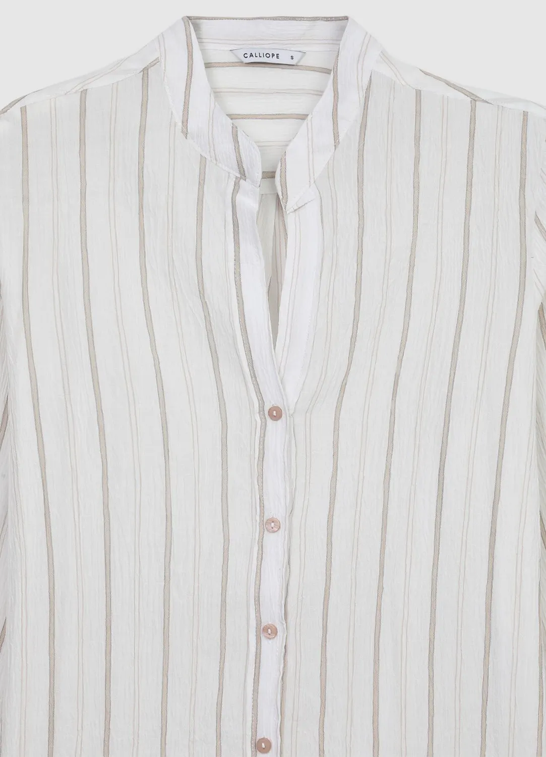 Calliope Chemise col coréen rayée femme coton