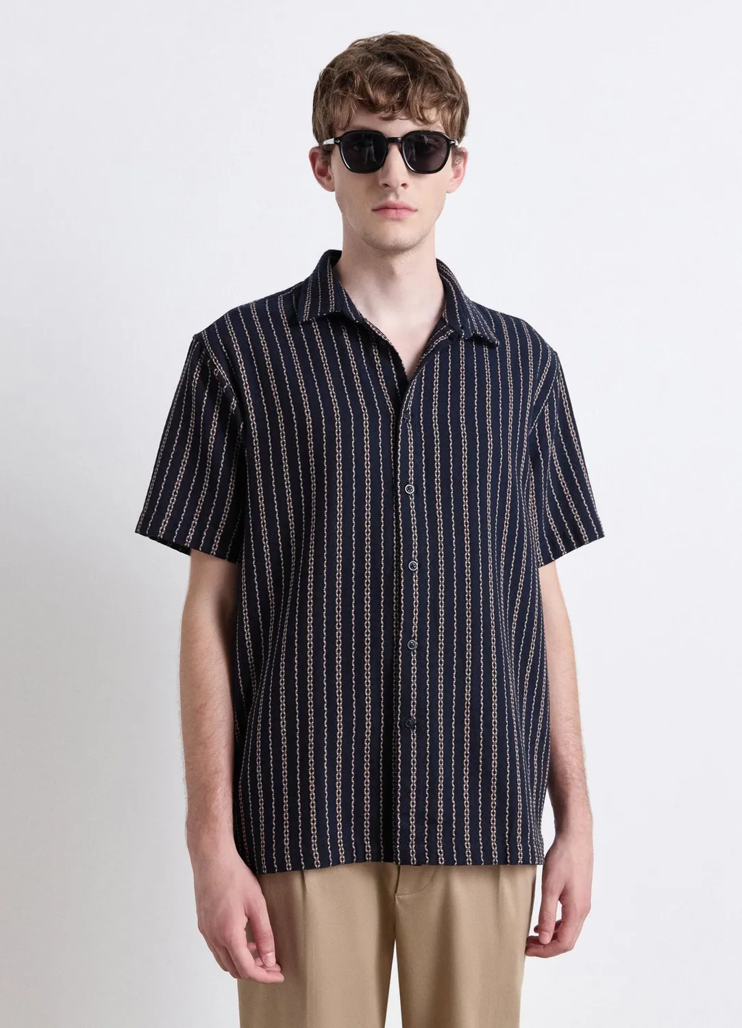 Calliope chemise à rayures homme manches courtes relaxed