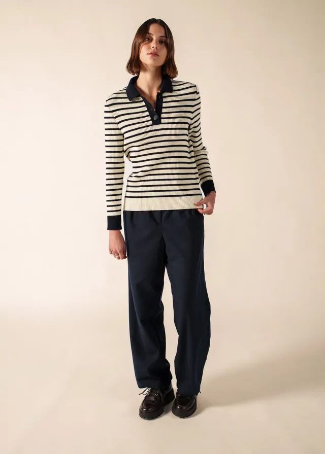 Saint James Fiquefleur pull femme écume navy laine