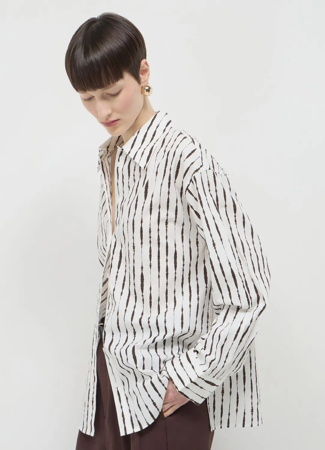 Calliope Chemise oversize femme coton à motif manches longues