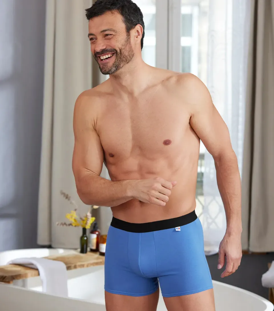 Cocorico Intemporel Bleu Riviera boxer homme coton