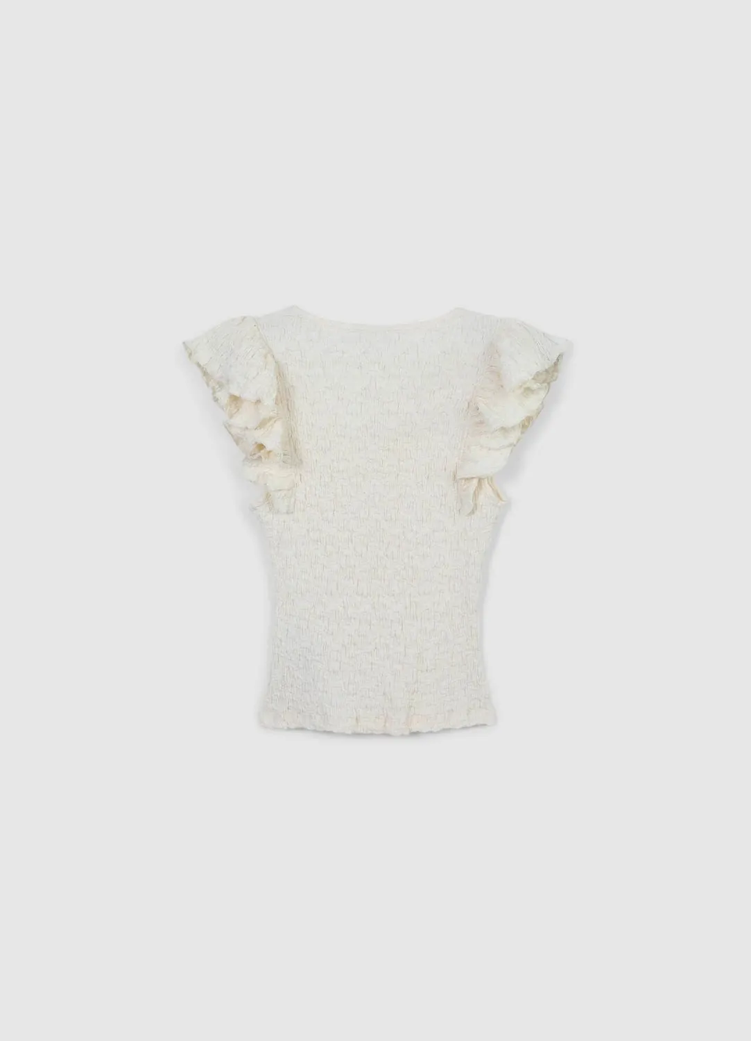 Calliope T-shirt coton femme volants col V