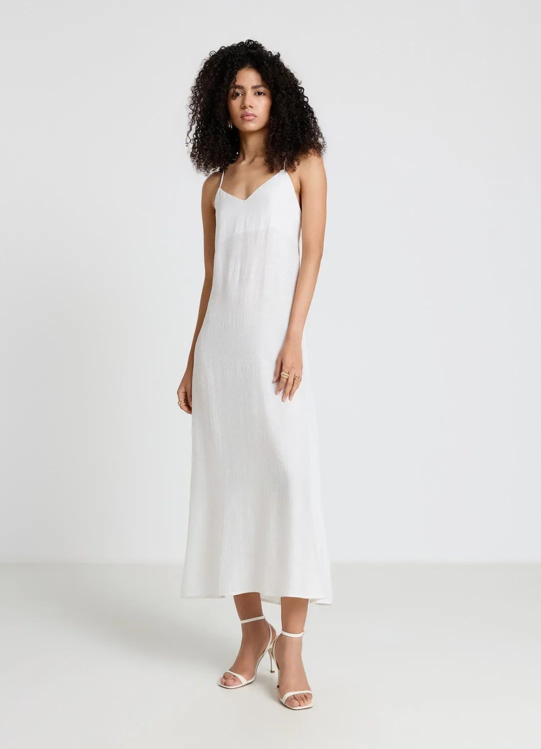 Calliope Robe longue jacquard femme bretelles fines