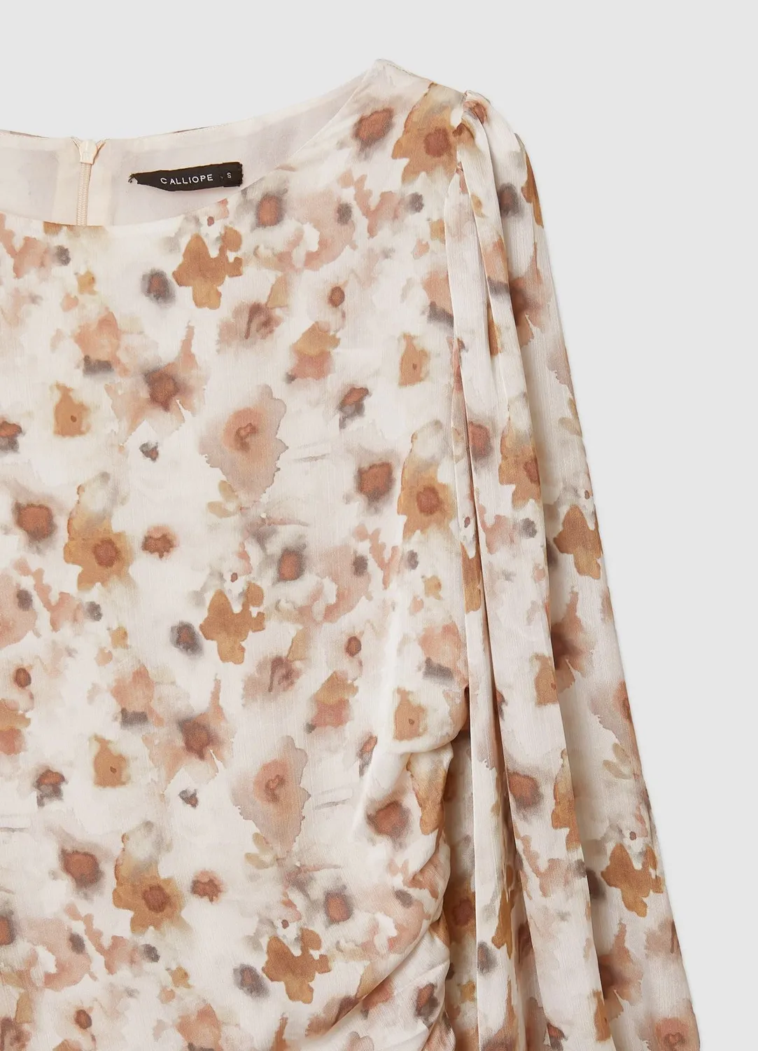 Calliope Atelier robe arabia satin fleurs manches longues