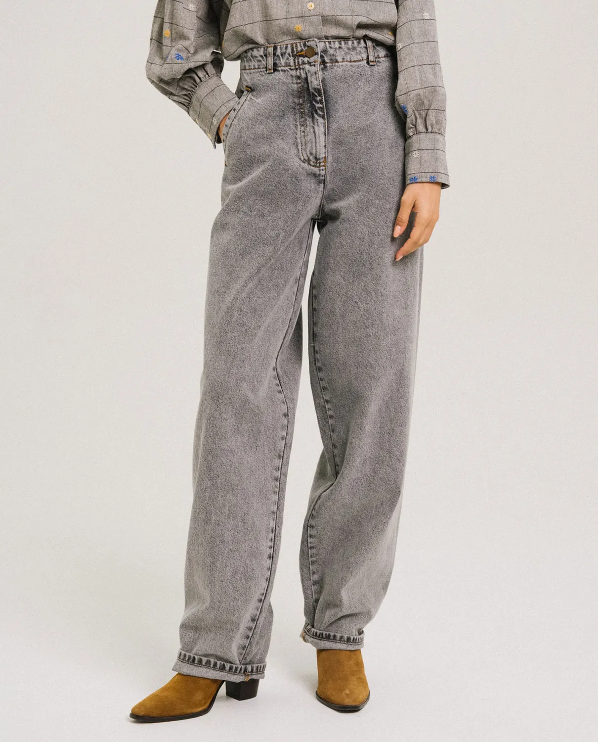 TINSELS FEDISON NUAGE jean barrel coton gris
