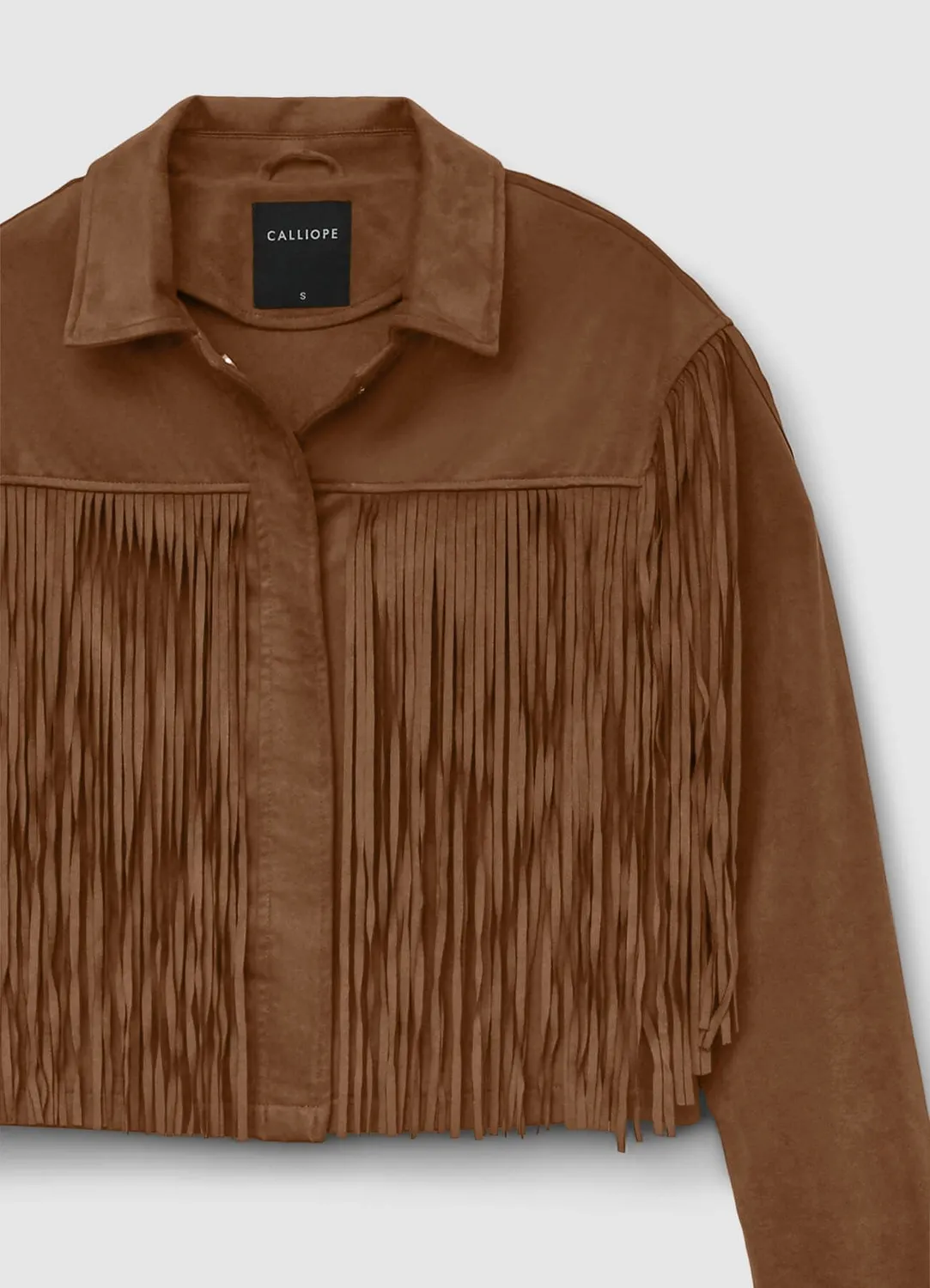 Calliope veste femme effet daim à franges courte