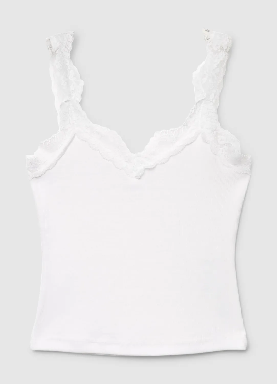 Calliope Top à côtes col V dentelle débardeur femme