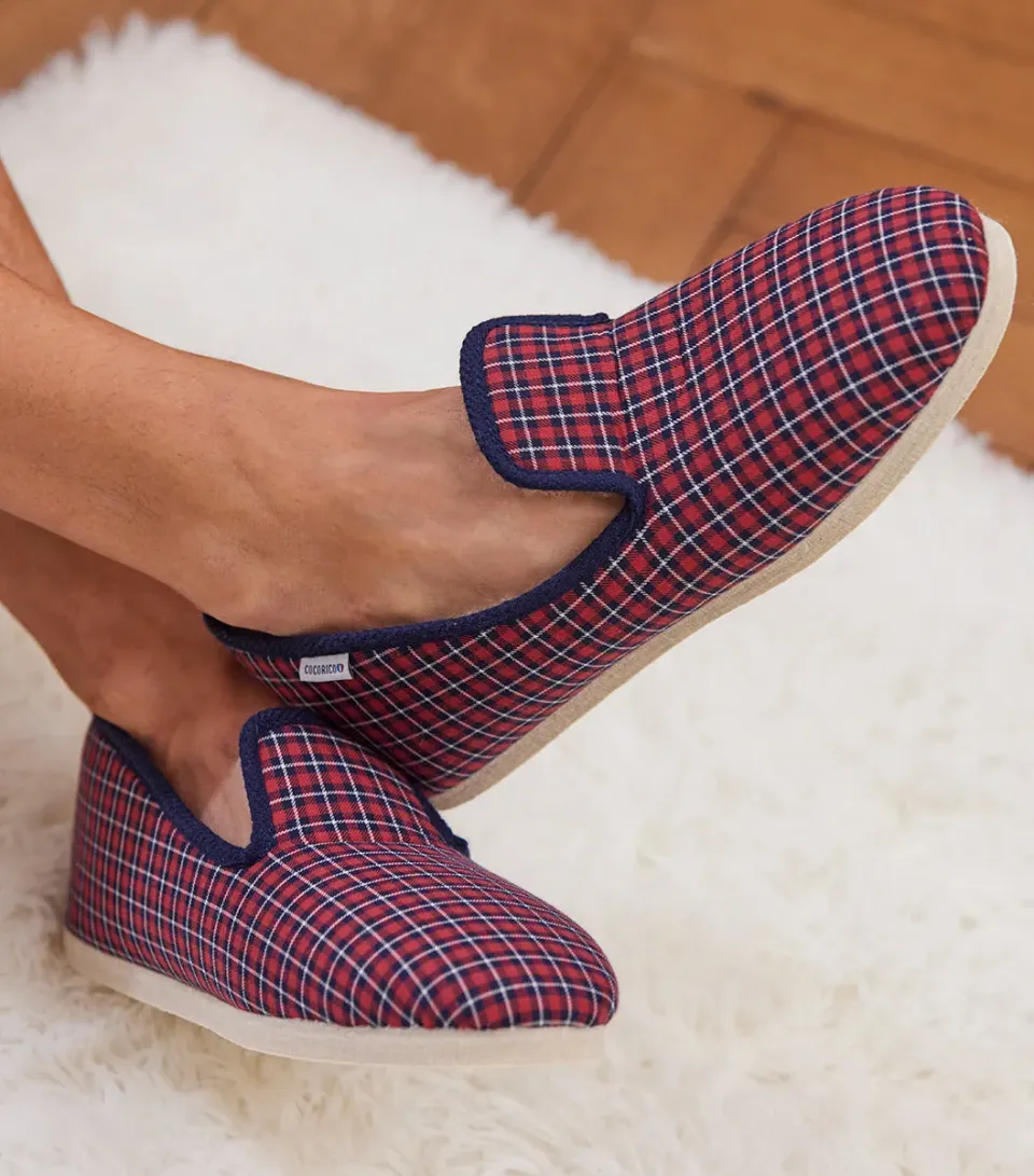 Cocorico Tartan charentaises homme laine semelle