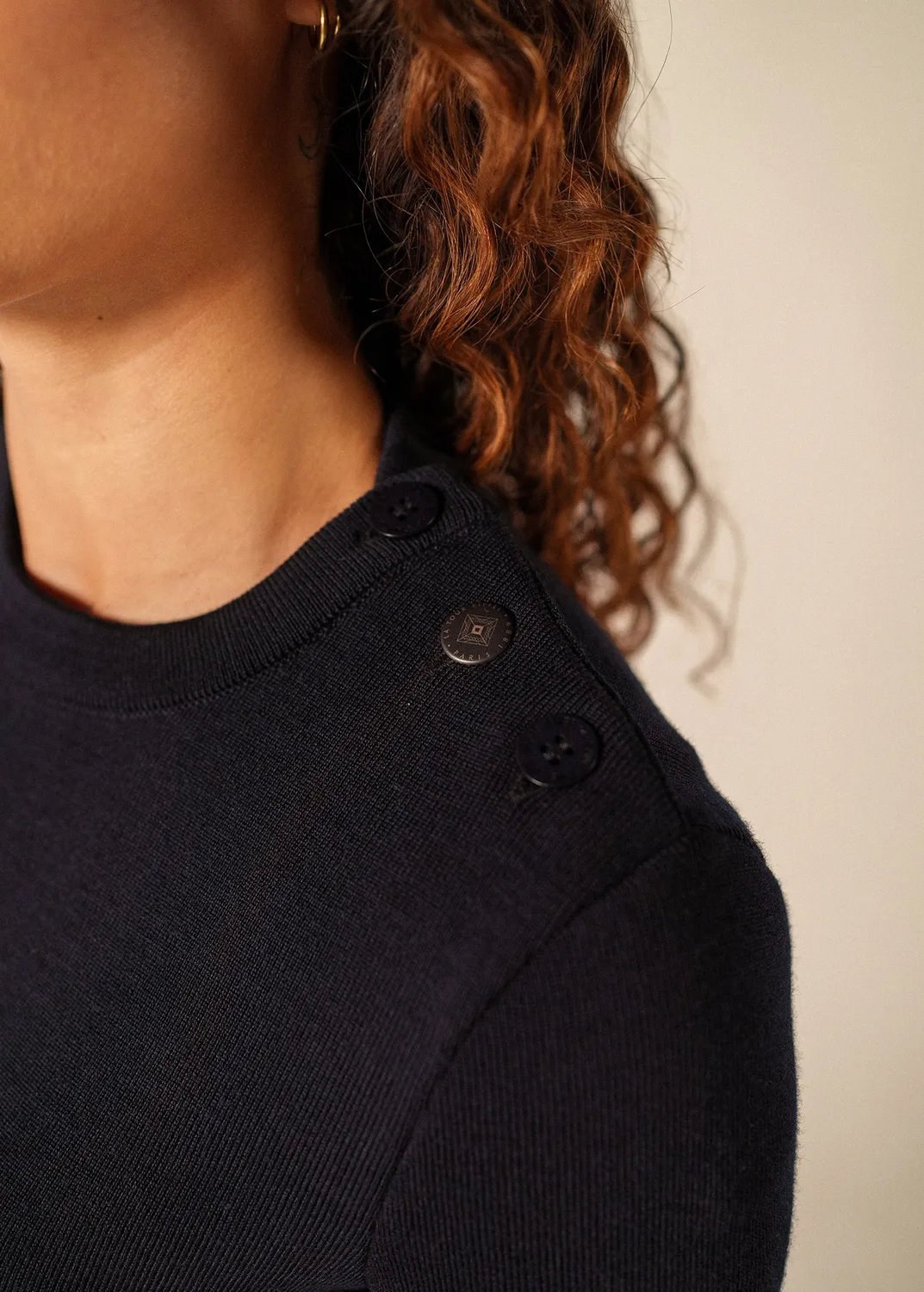 Saint James Brégançon Tour Eiffel pull laine navy/bronze