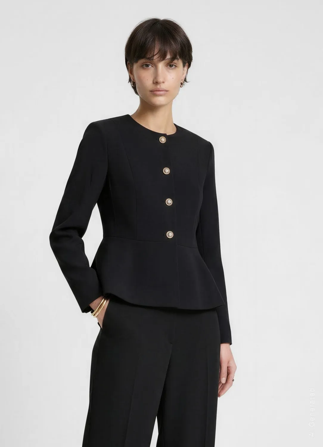 Calliope veste péplum boutons bijou femme