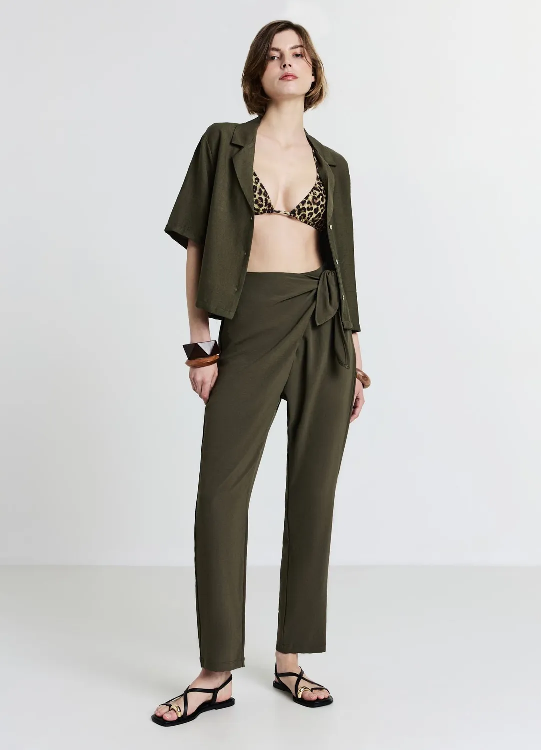 Calliope pantalon long nœud femme uni