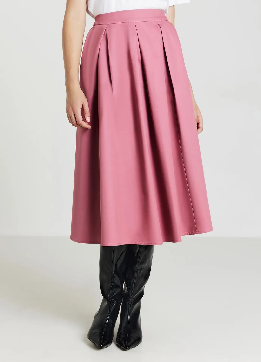 Calliope jupe midi plissée femme évasée unie