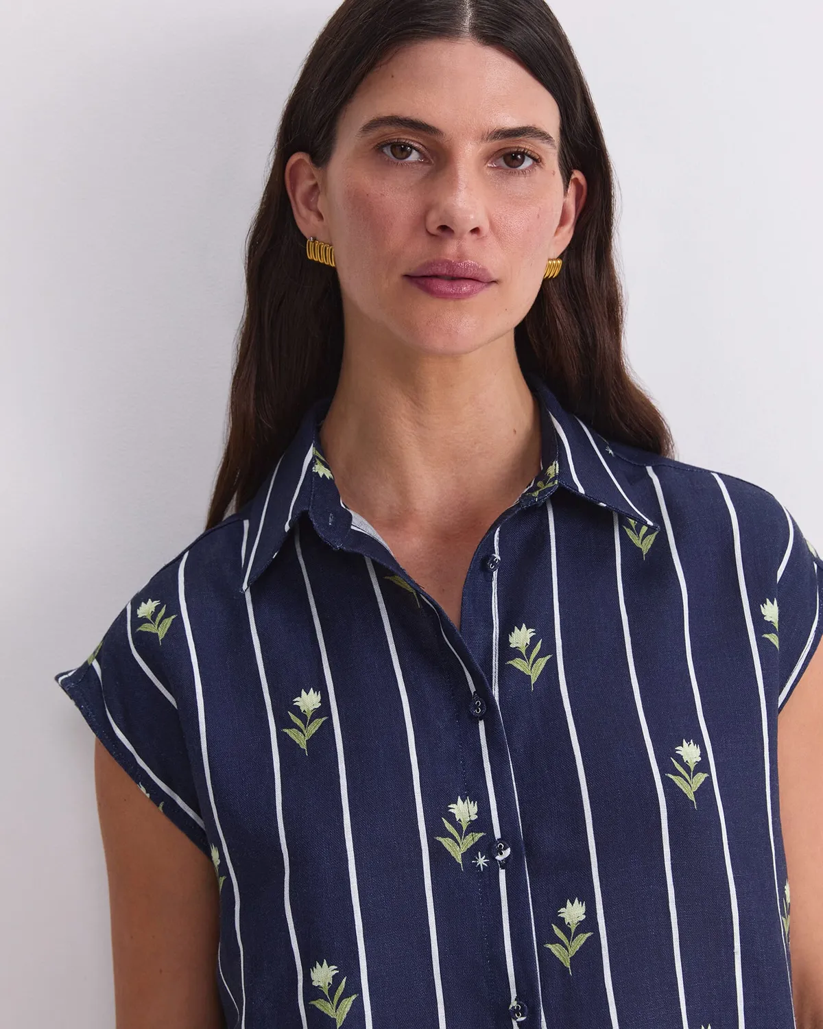 Sportscraft Hampton Stripe chemisier lin rayé femme