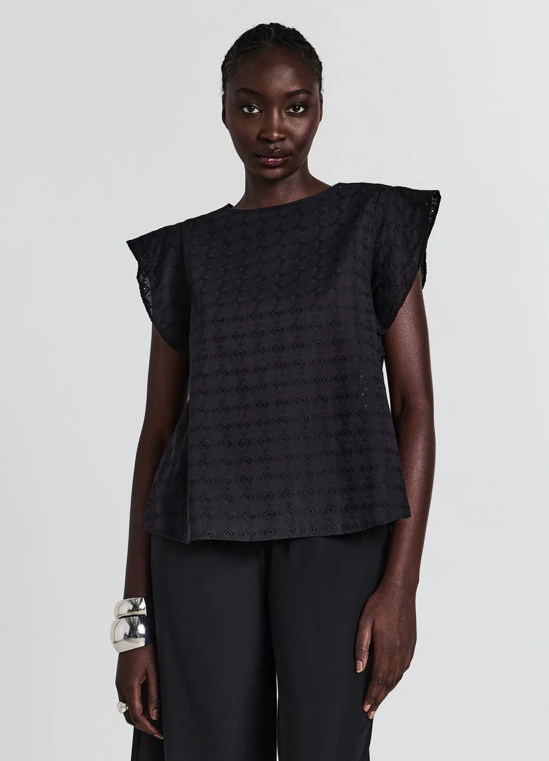 Calliope blouse sangallo femme ruchés manches courtes