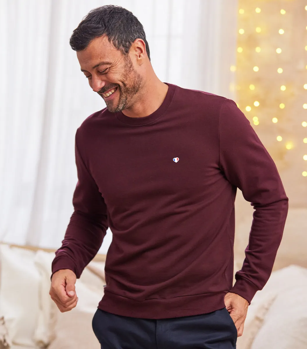 Cocorico Iconique sweat homme bordeaux coton