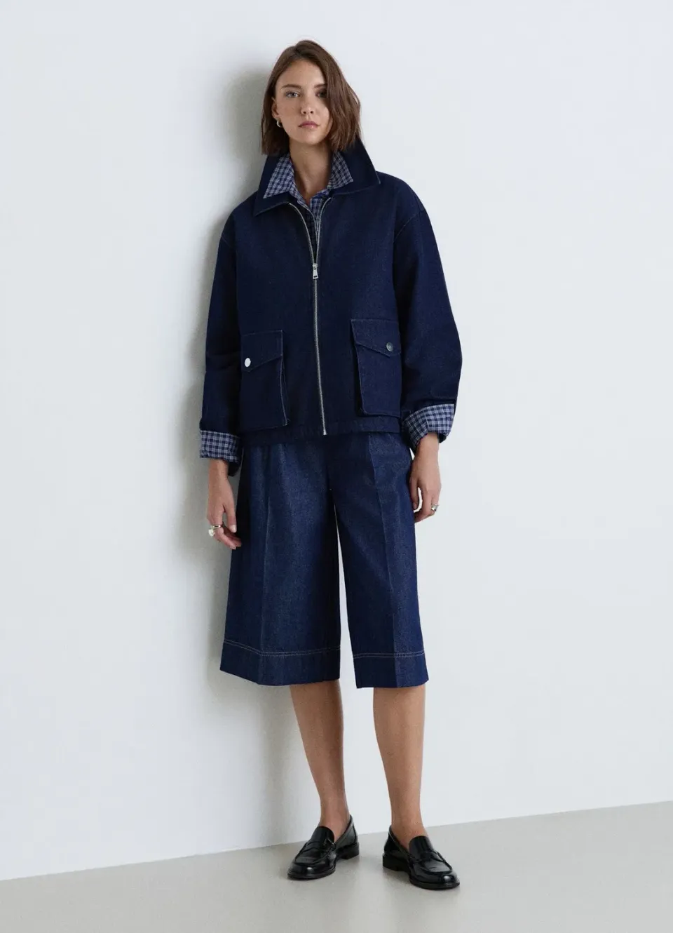 Calliope bomber femme denim zip poches à rabat