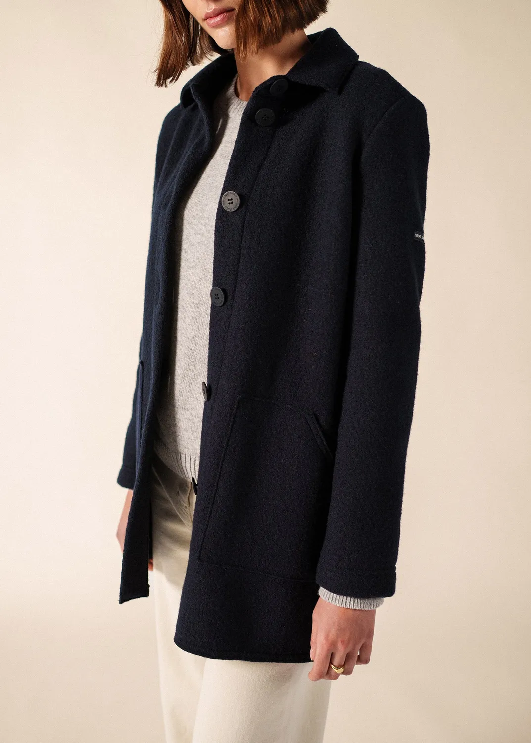 Saint James Pyrénées veste femme navy laine bouillie