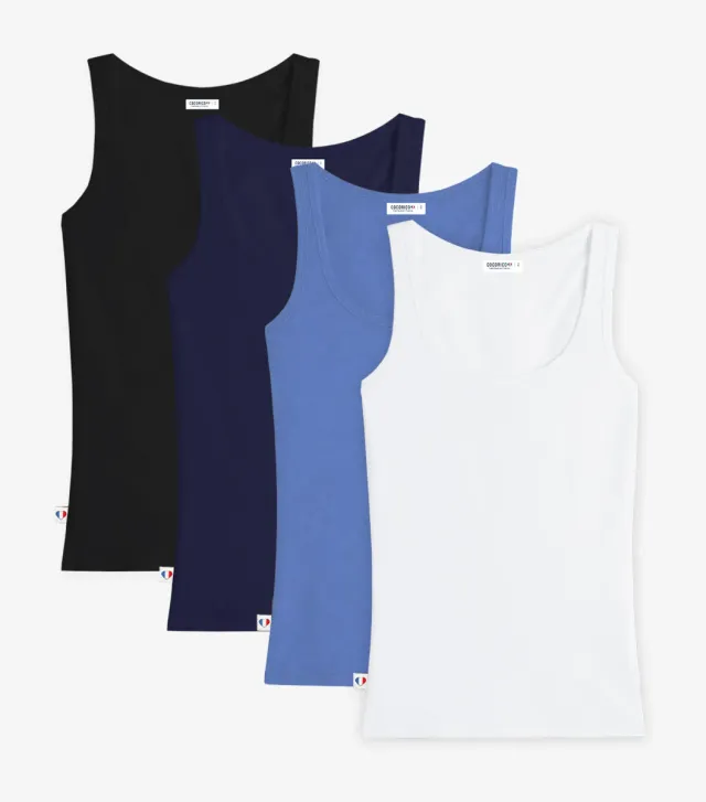 Cocorico débardeur femme x4 multicolore coton