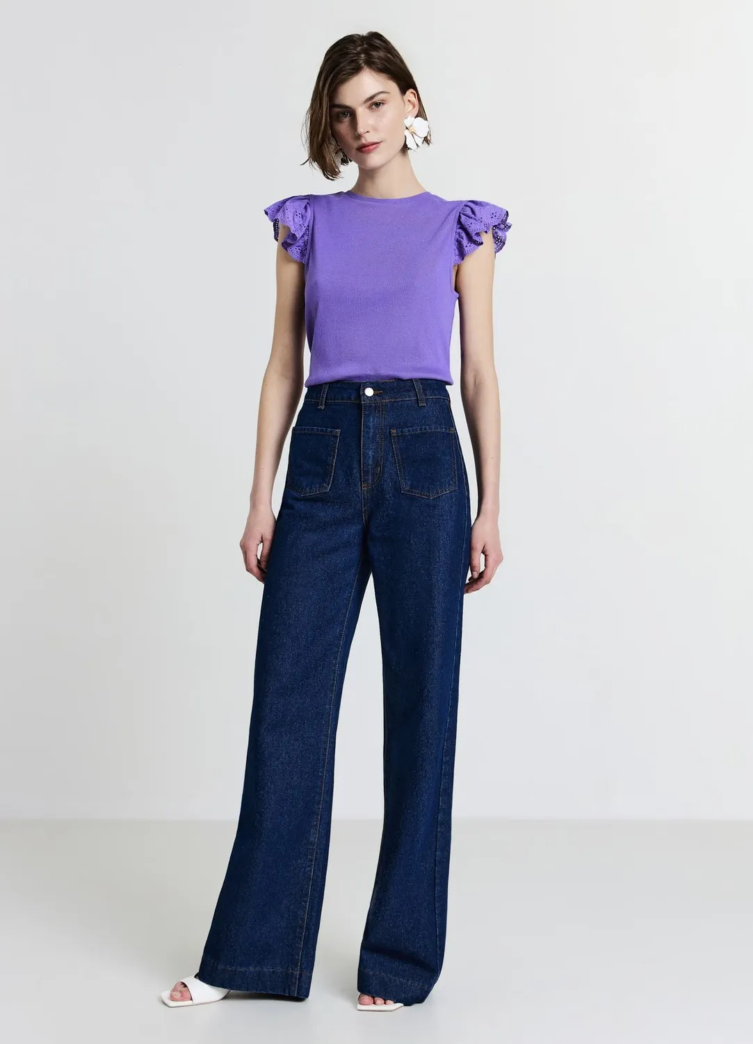 Calliope t-shirt côtelé volants femme coton